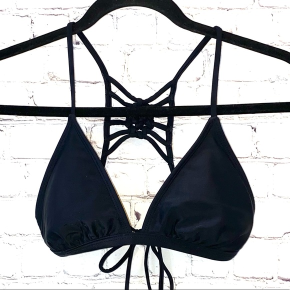 🇺🇸 Xhilaration Black Strappy Tie Back Bikini Top - Picture 1 of 7